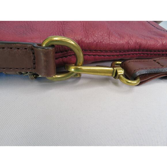 FOSSIL Explorer Leather Tote Crossbody Shoulder Bag Black/Mauve - Picture 11 of 12